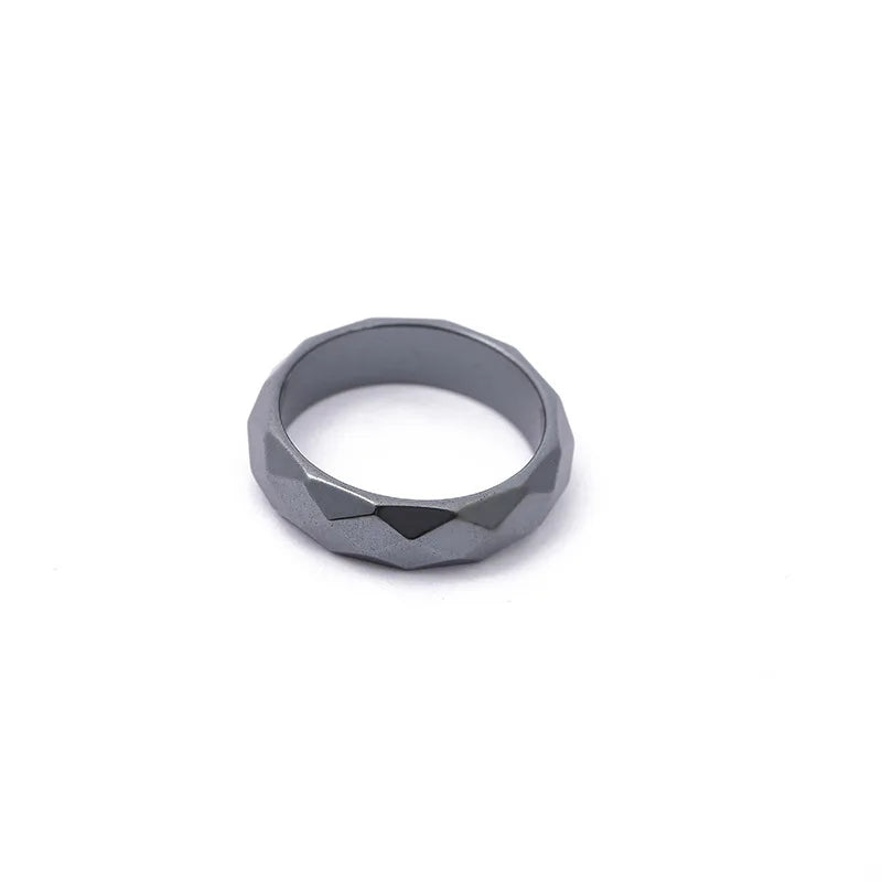 Natural Stone Hematite Ring 4T6T10T Flat Arc Black Gallstone Couple Non-magnetic Ring Health Care Radiation Protection Ring Gift