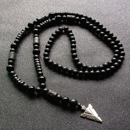 Fashion Black Lava Stones with Personality Arrow pendant Necklace for men