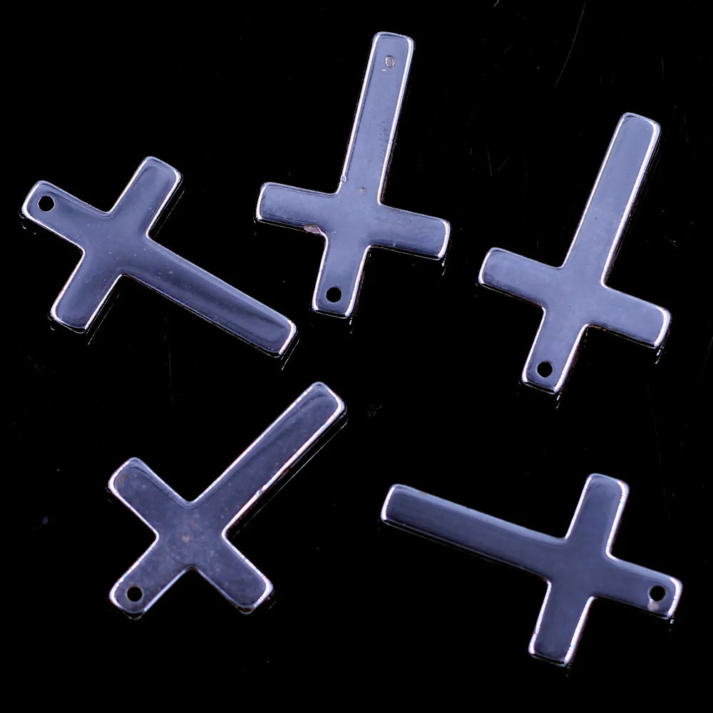 5Pcs Pendants Cross Religion Hematite Gunmetal Fashion Jewelry DIY Finding Charm 33x21mm