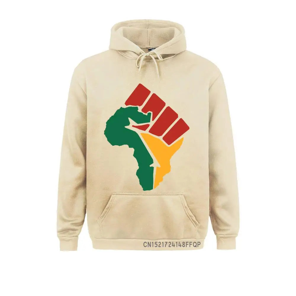 New Africa Map Pullover Men Winter Harajuku Pocket Sweatshirt Africa Reggae Music Man Hoodie Top