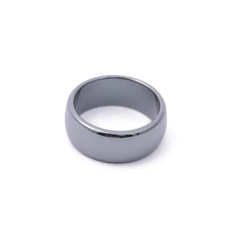 Natural Stone Hematite Ring 4T6T10T Flat Arc Black Gallstone Couple Non-magnetic Ring Health Care Radiation Protection Ring Gift