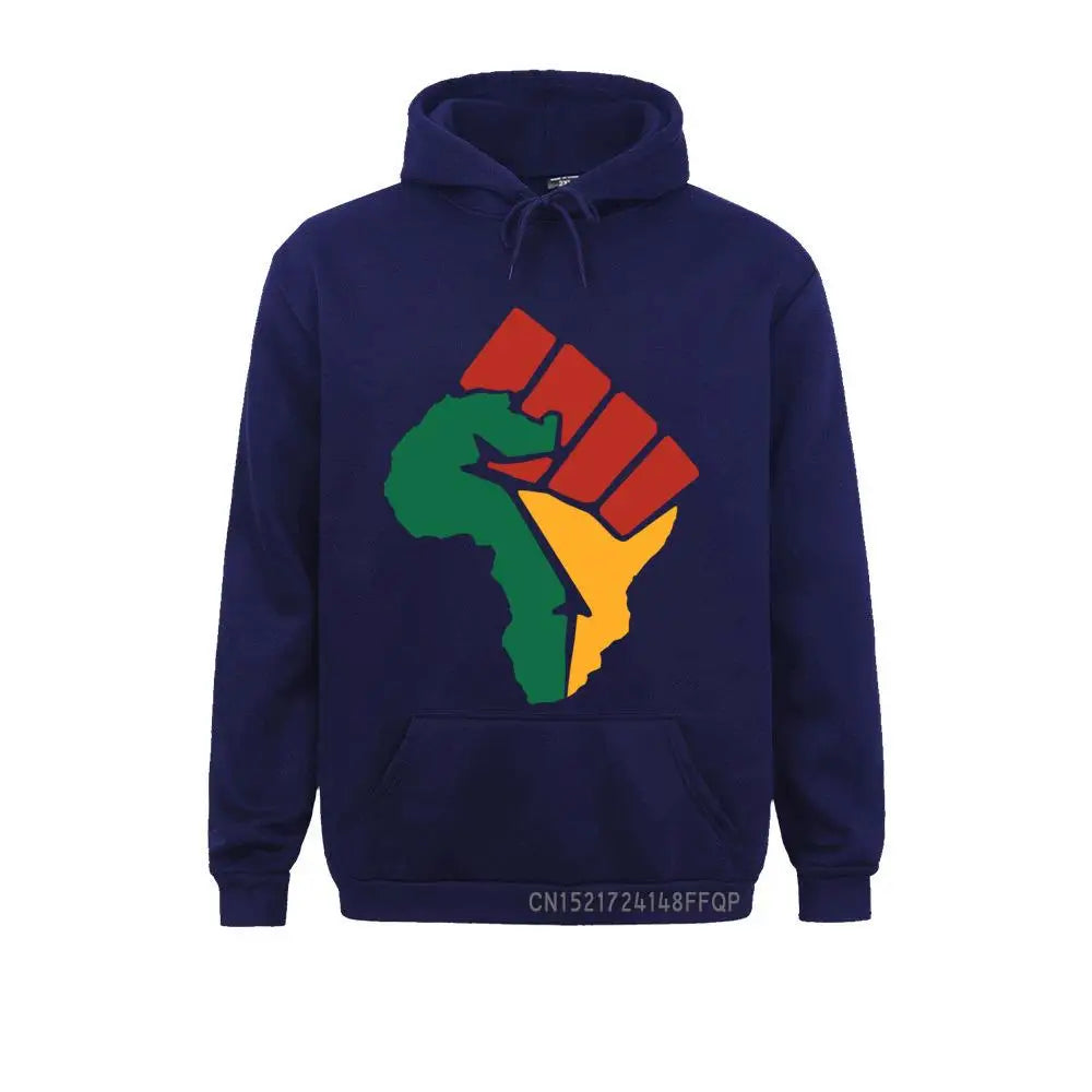 New Africa Map Pullover Men Winter Harajuku Pocket Sweatshirt Africa Reggae Music Man Hoodie Top