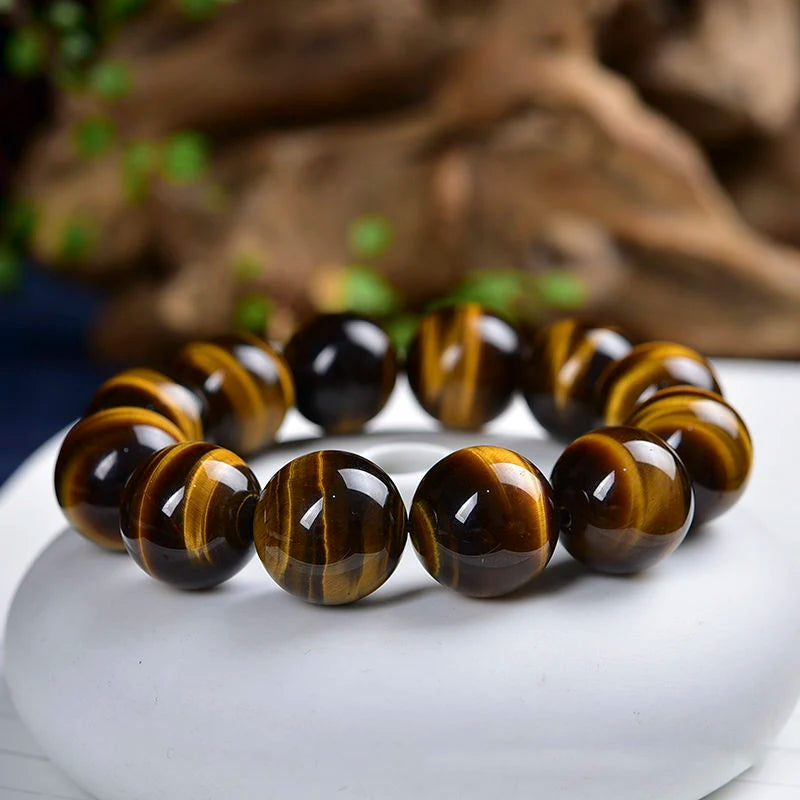 Fashion Tiger Eye Bracelet Men and Women Charm Natural Stone Jewelry Healing Buddha Elastic Rope Couple Crystal Bead Bracelet