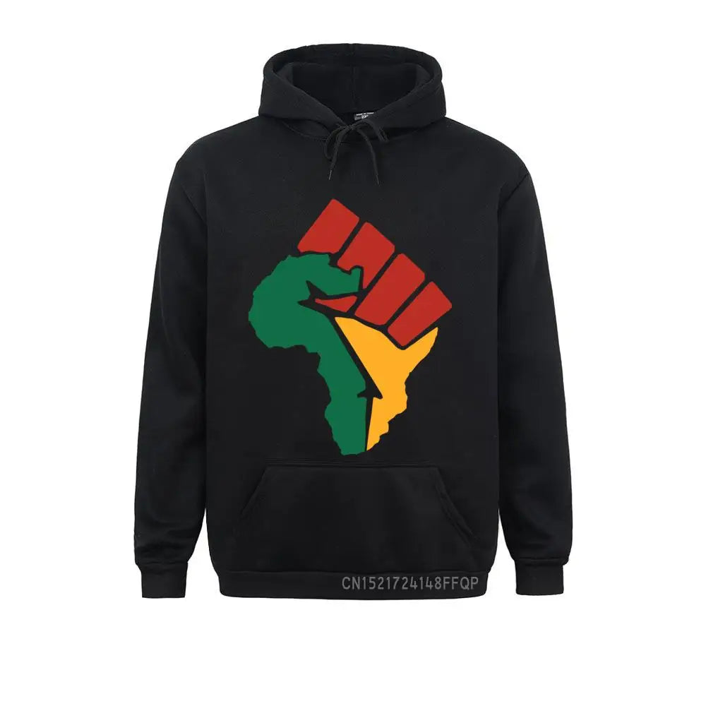 New Africa Map Pullover Men Winter Harajuku Pocket Sweatshirt Africa Reggae Music Man Hoodie Top