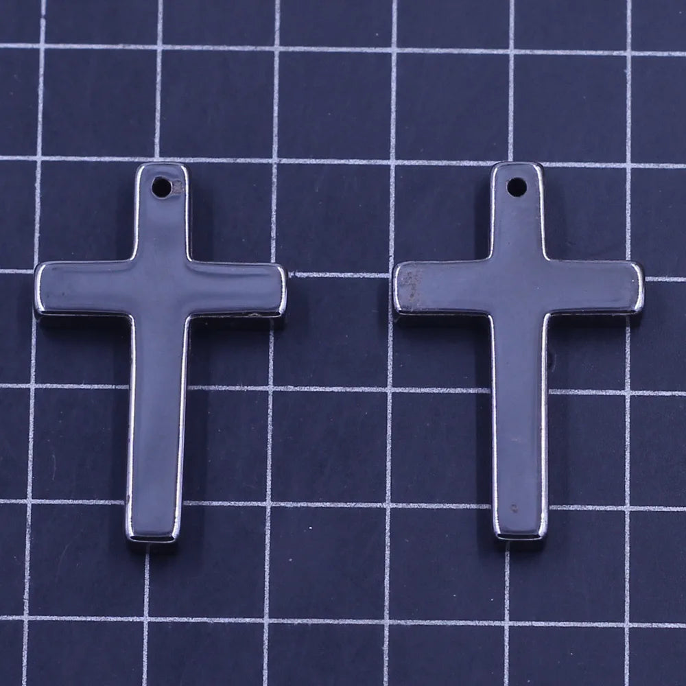 5Pcs Pendants Cross Religion Hematite Gunmetal Fashion Jewelry DIY Finding Charm 33x21mm