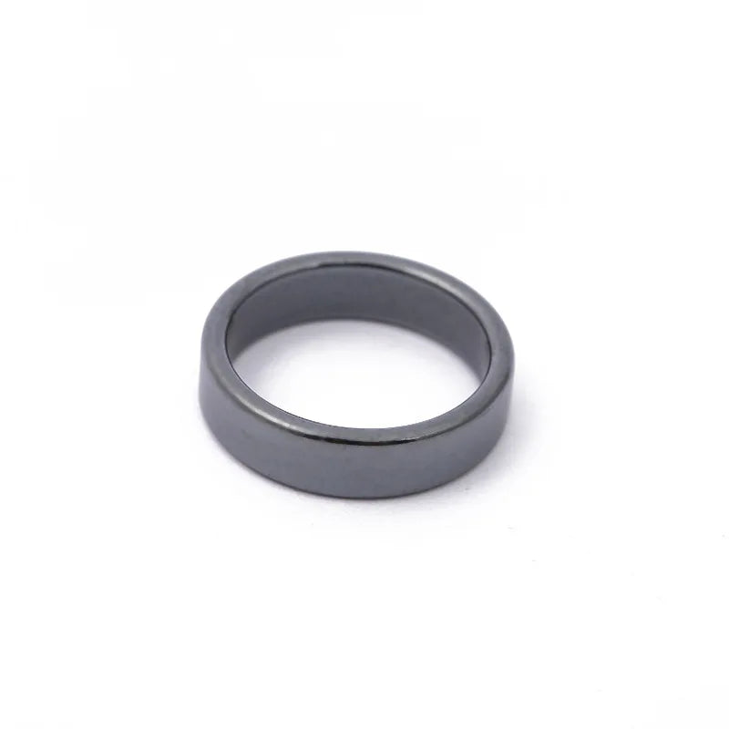 Natural Stone Hematite Ring 4T6T10T Flat Arc Black Gallstone Couple Non-magnetic Ring Health Care Radiation Protection Ring Gift