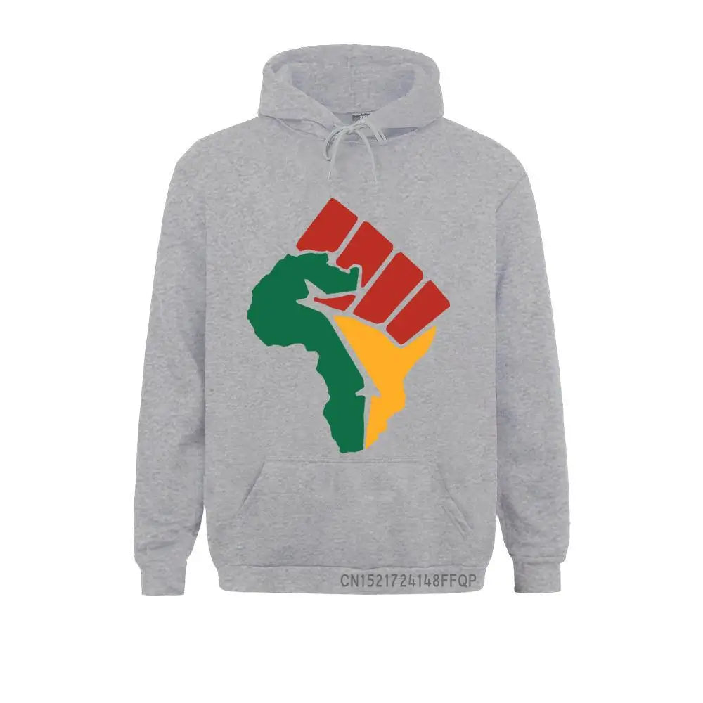 New Africa Map Pullover Men Winter Harajuku Pocket Sweatshirt Africa Reggae Music Man Hoodie Top