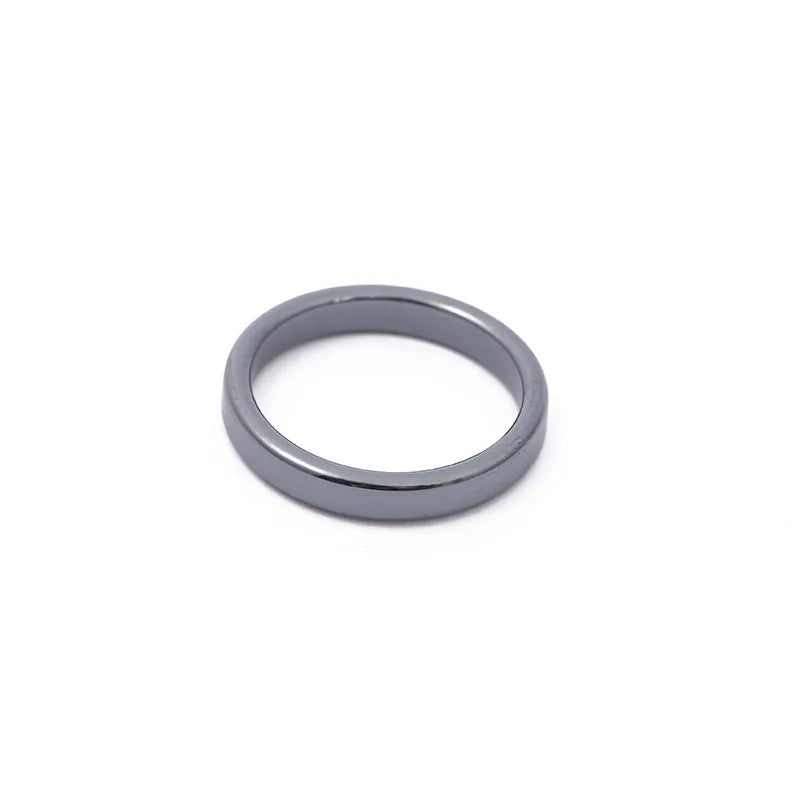 Natural Stone Hematite Ring 4T6T10T Flat Arc Black Gallstone Couple Non-magnetic Ring Health Care Radiation Protection Ring Gift