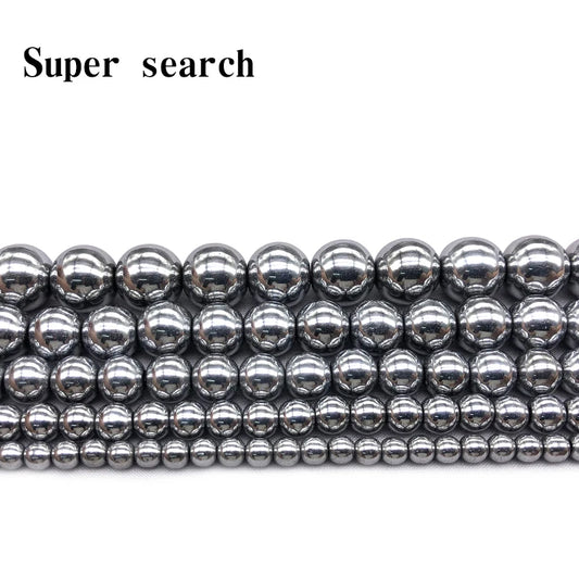 Natural Stone Silvery white Hematite Beads Round Loose Beads 4mm 6mm 8mm 10mm 12mm DIY Necklace Bracelet Jewelry Making Accessor