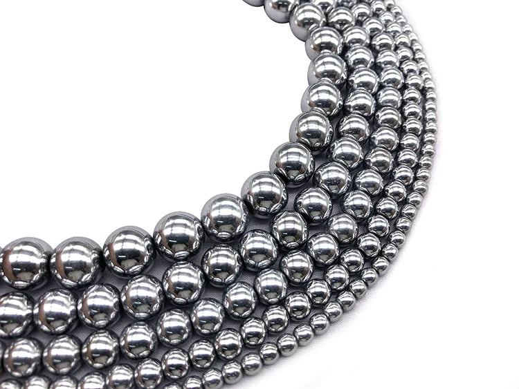 Natural Stone Silvery white Hematite Beads Round Loose Beads 4mm 6mm 8mm 10mm 12mm DIY Necklace Bracelet Jewelry Making Accessor