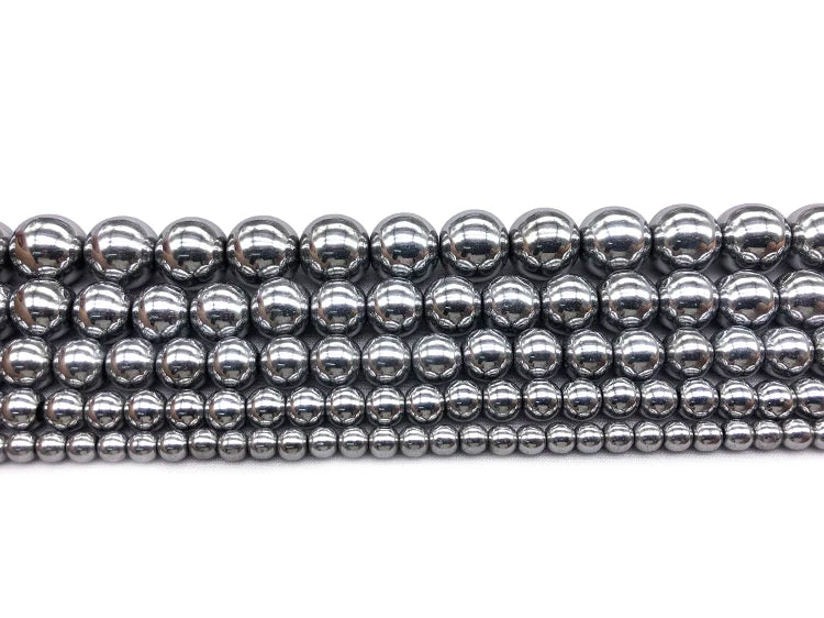 Natural Stone Silvery white Hematite Beads Round Loose Beads 4mm 6mm 8mm 10mm 12mm DIY Necklace Bracelet Jewelry Making Accessor