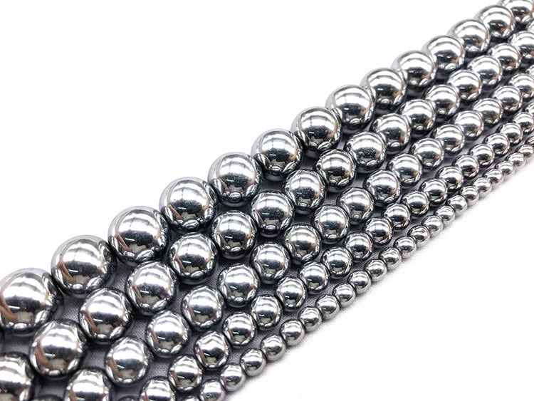 Natural Stone Silvery white Hematite Beads Round Loose Beads 4mm 6mm 8mm 10mm 12mm DIY Necklace Bracelet Jewelry Making Accessor