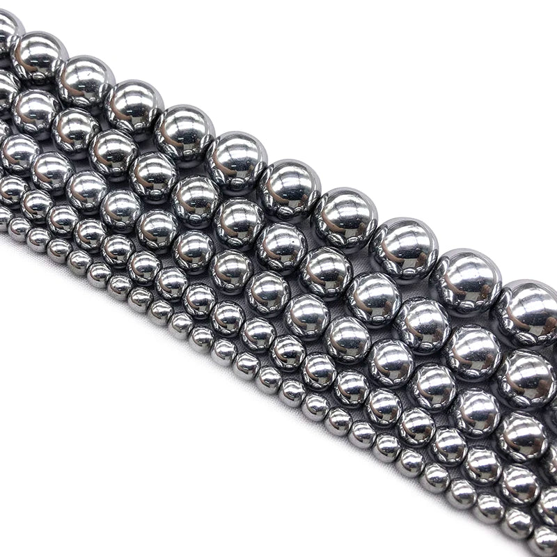 Natural Stone Silvery white Hematite Beads Round Loose Beads 4mm 6mm 8mm 10mm 12mm DIY Necklace Bracelet Jewelry Making Accessor