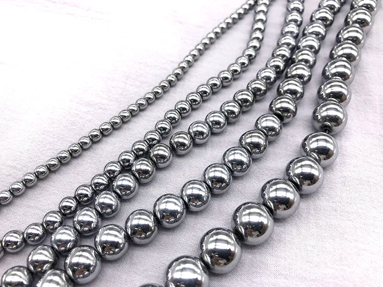 Natural Stone Silvery white Hematite Beads Round Loose Beads 4mm 6mm 8mm 10mm 12mm DIY Necklace Bracelet Jewelry Making Accessor