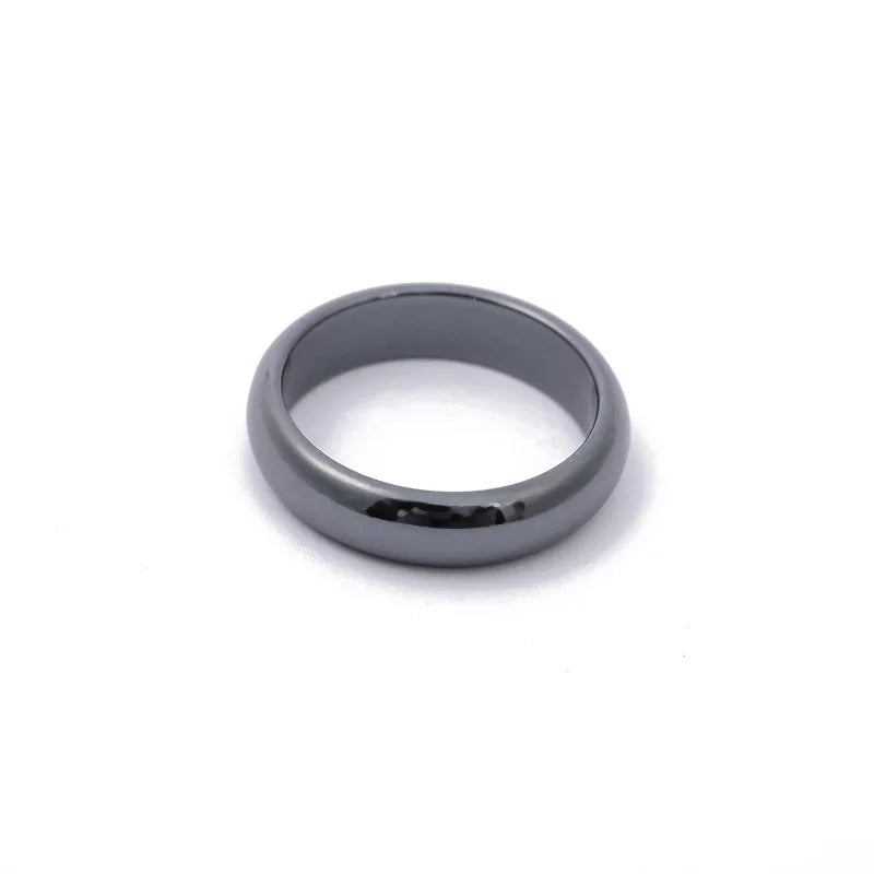 Natural Stone Hematite Ring 4T6T10T Flat Arc Black Gallstone Couple Non-magnetic Ring Health Care Radiation Protection Ring Gift