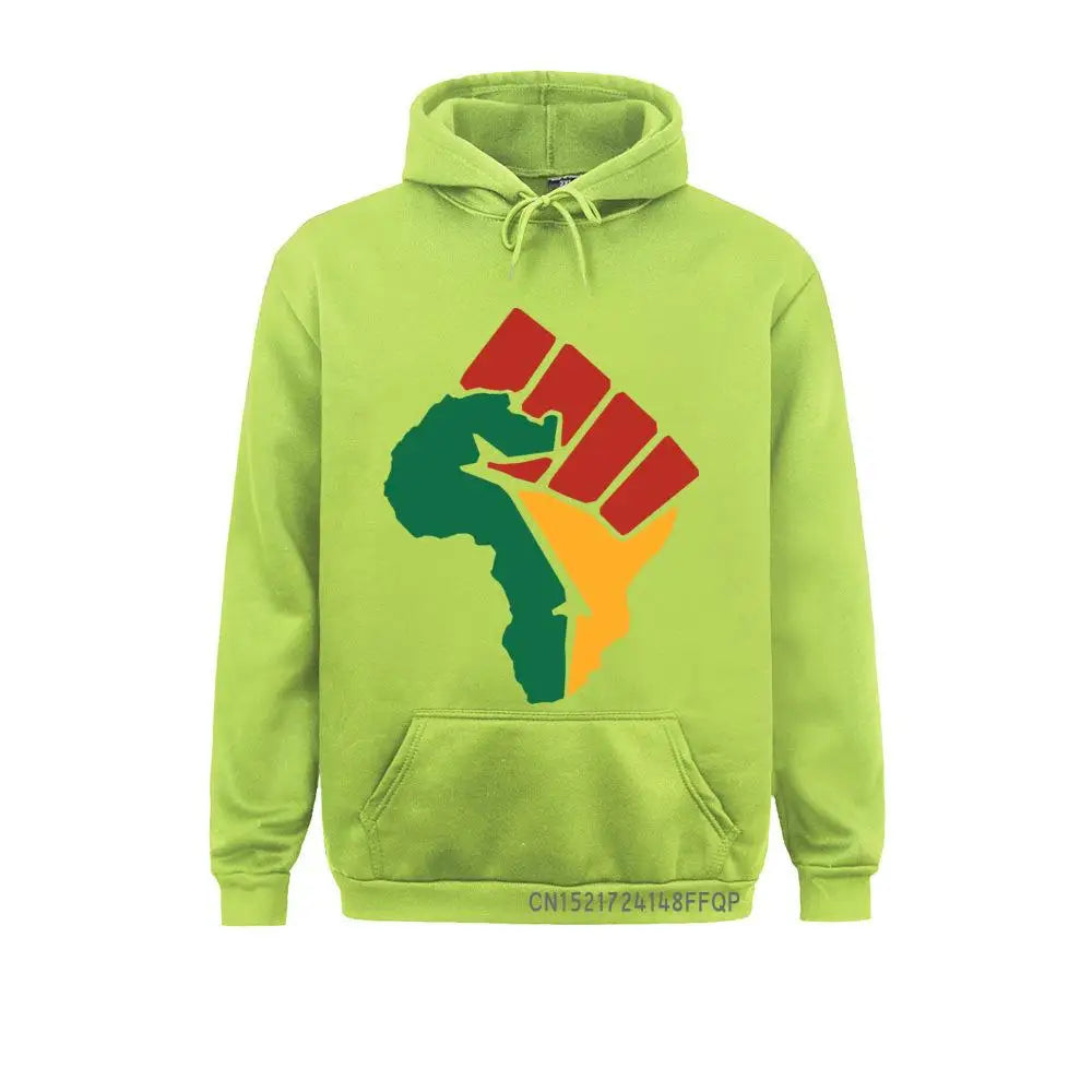 New Africa Map Pullover Men Winter Harajuku Pocket Sweatshirt Africa Reggae Music Man Hoodie Top