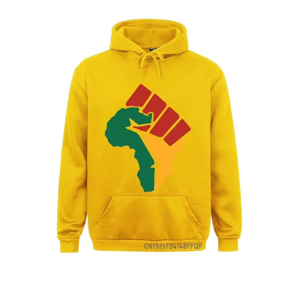 New Africa Map Pullover Men Winter Harajuku Pocket Sweatshirt Africa Reggae Music Man Hoodie Top