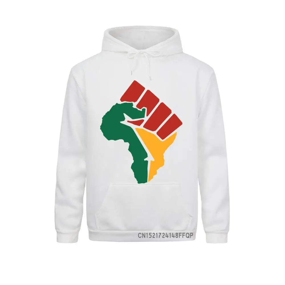 New Africa Map Pullover Men Winter Harajuku Pocket Sweatshirt Africa Reggae Music Man Hoodie Top