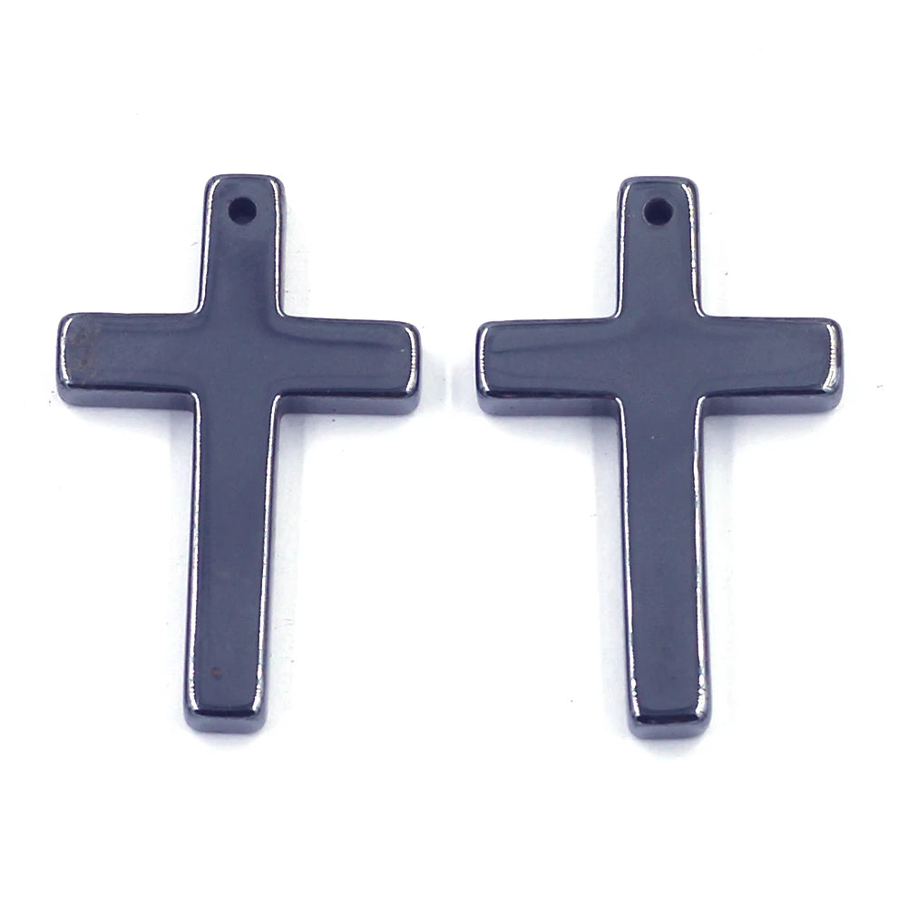 5Pcs Pendants Cross Religion Hematite Gunmetal Fashion Jewelry DIY Finding Charm 33x21mm