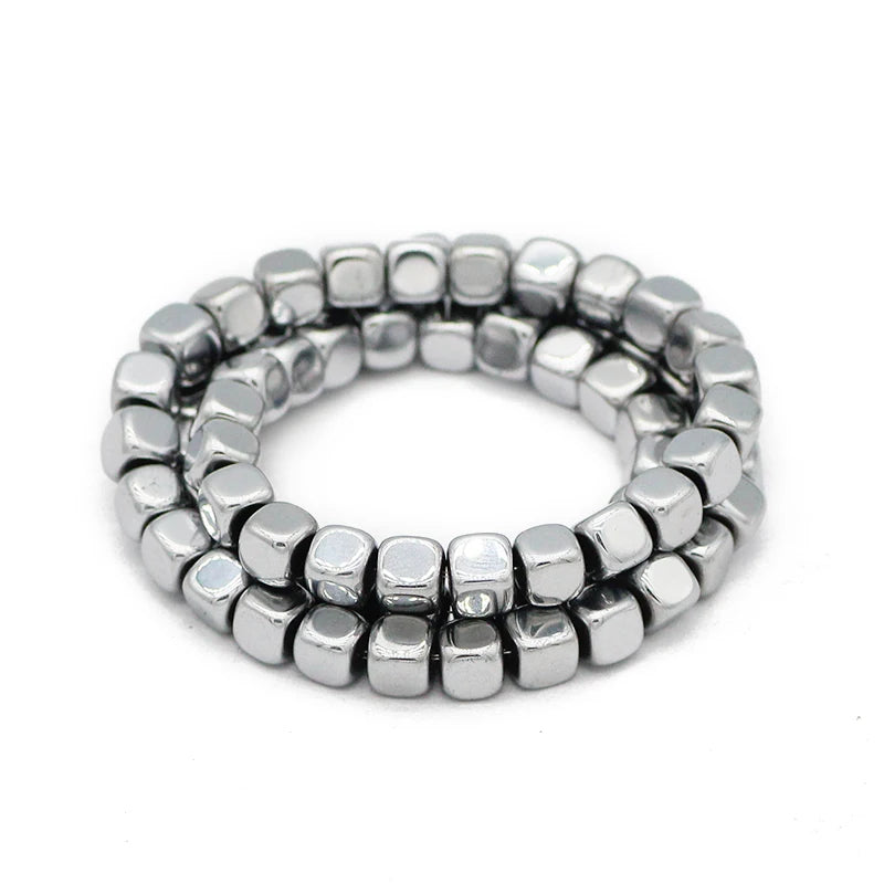 2/3/4/6MM Silver Color Square Cube Natural Stone Hematite Spacer Loose Beads For DIY Jewelry Making Bracelet Necklace Findings