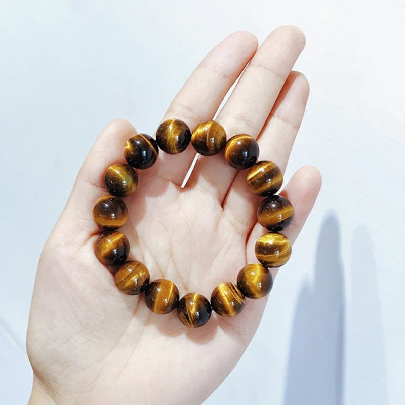 Fashion Tiger Eye Bracelet Men and Women Charm Natural Stone Jewelry Healing Buddha Elastic Rope Couple Crystal Bead Bracelet