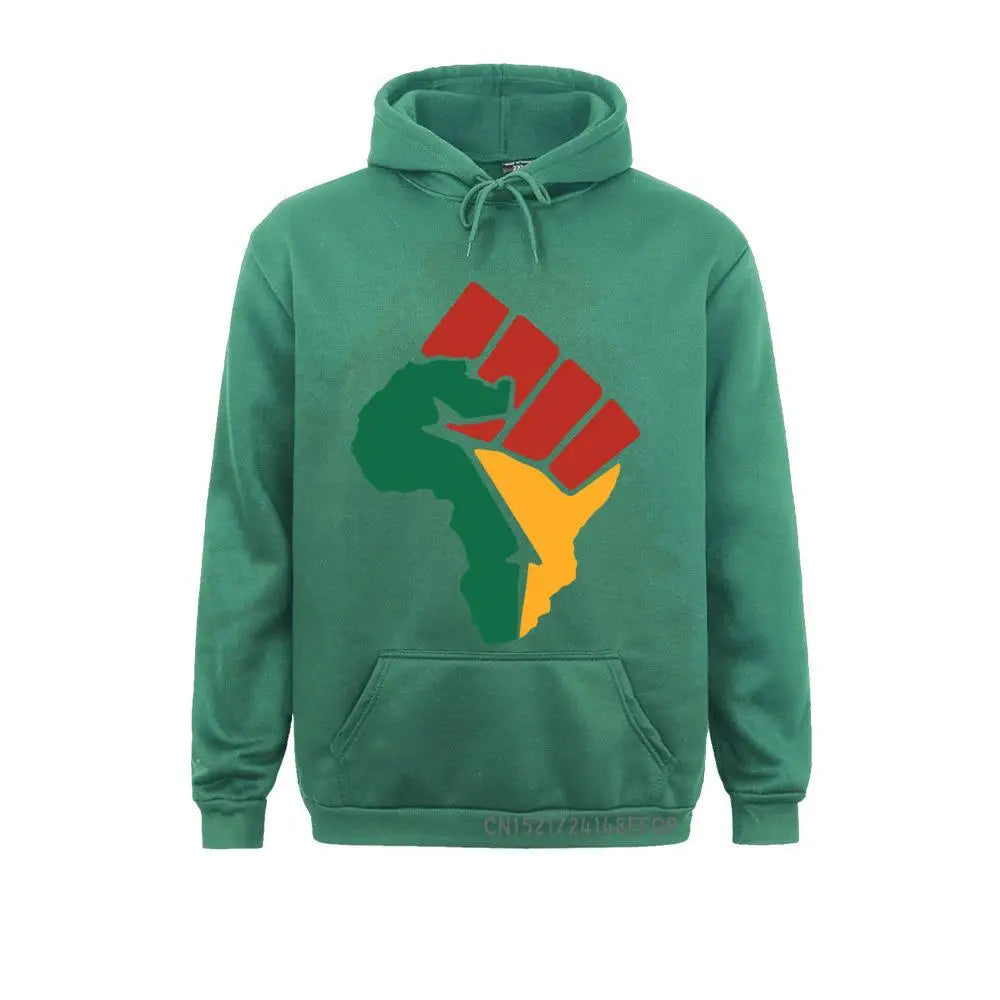 New Africa Map Pullover Men Winter Harajuku Pocket Sweatshirt Africa Reggae Music Man Hoodie Top