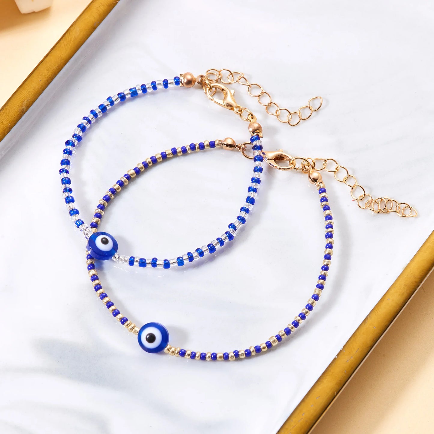 New Fashion Evil Eye Handmade Beaded Bracelet Turkish Lucky Blue Eye Trendy Bracelets Lucky Couple adjustable Wrist Jewelry Gift