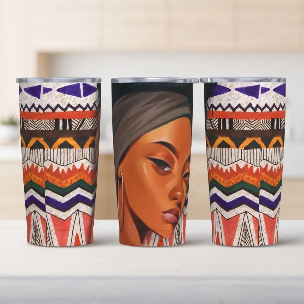 Ladies Print Tumbler Jamaican Woman Art Cold and Hot Water Bottle Keep Heat Stainless Steel Thermal Cups Custom Camping Mugs Cup