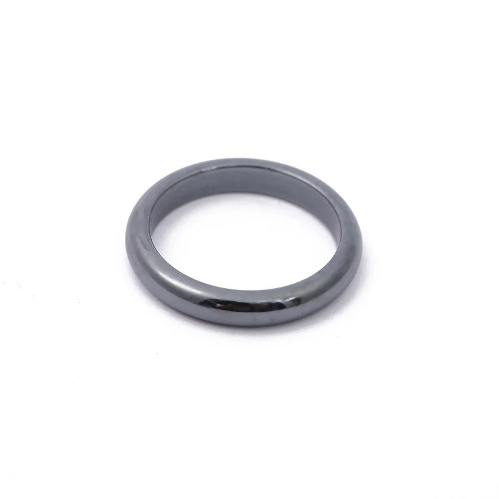 Natural Stone Hematite Ring 4T6T10T Flat Arc Black Gallstone Couple Non-magnetic Ring Health Care Radiation Protection Ring Gift