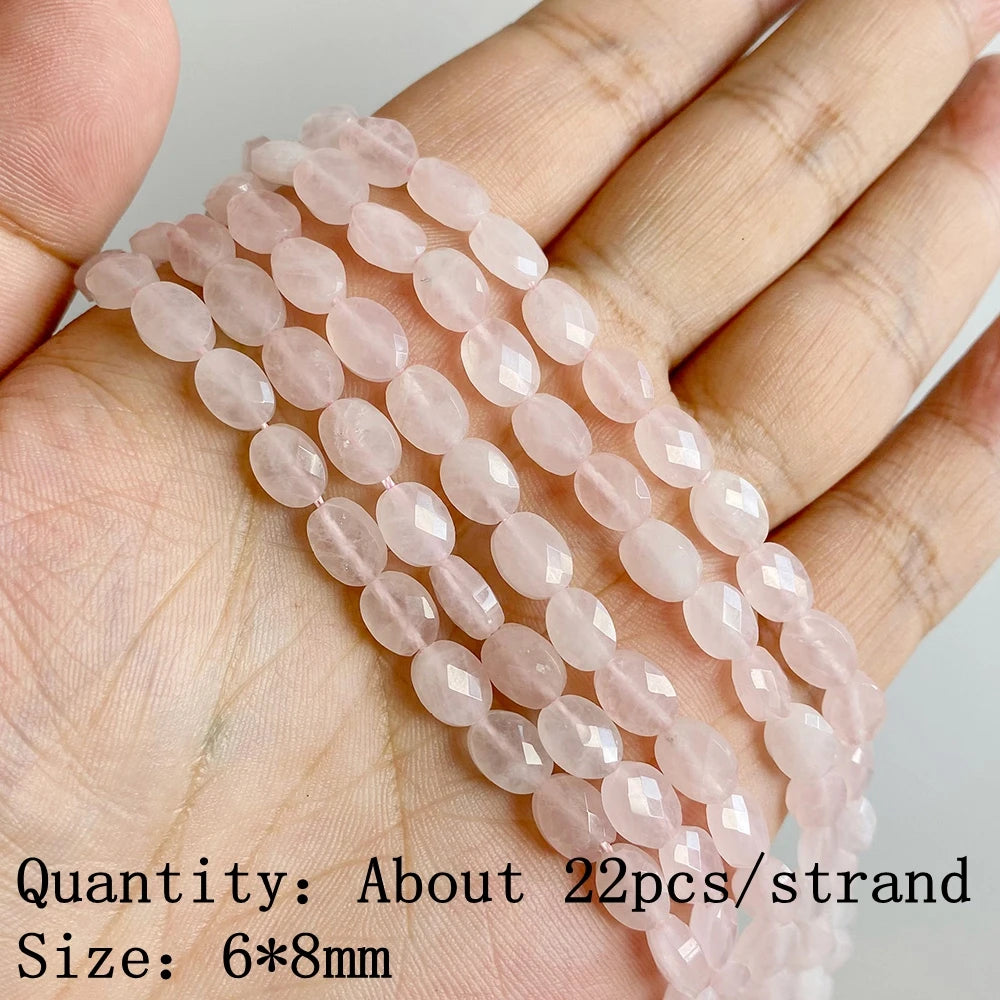 Natural Rose Pink Quartz Crystal Stone Beads Round Loose Spacer Beads Charm for Jewelry Making Diy Bracelet Accessories Diy