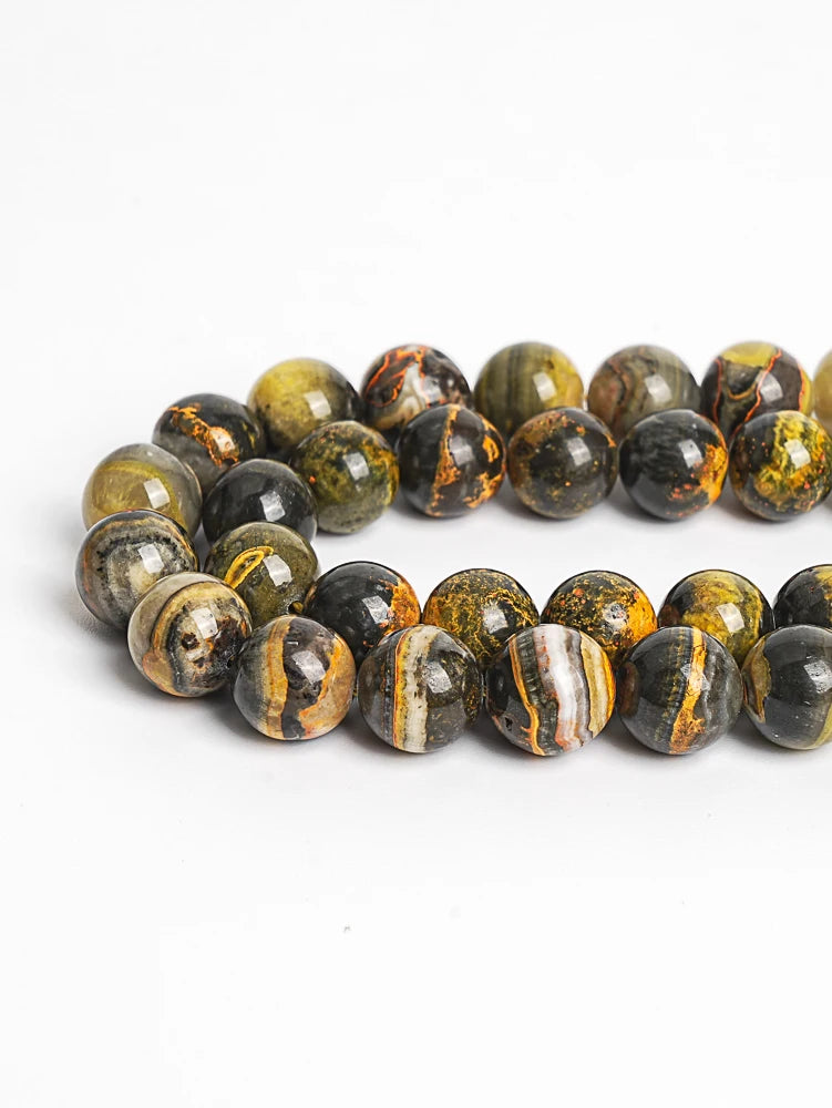 Natural Stone Beads Yellow Bumblebee Jasper Round Loose Spacer Quartz Beads 7/8/9/10/11mm For Jewelry Making DIY Bracelet