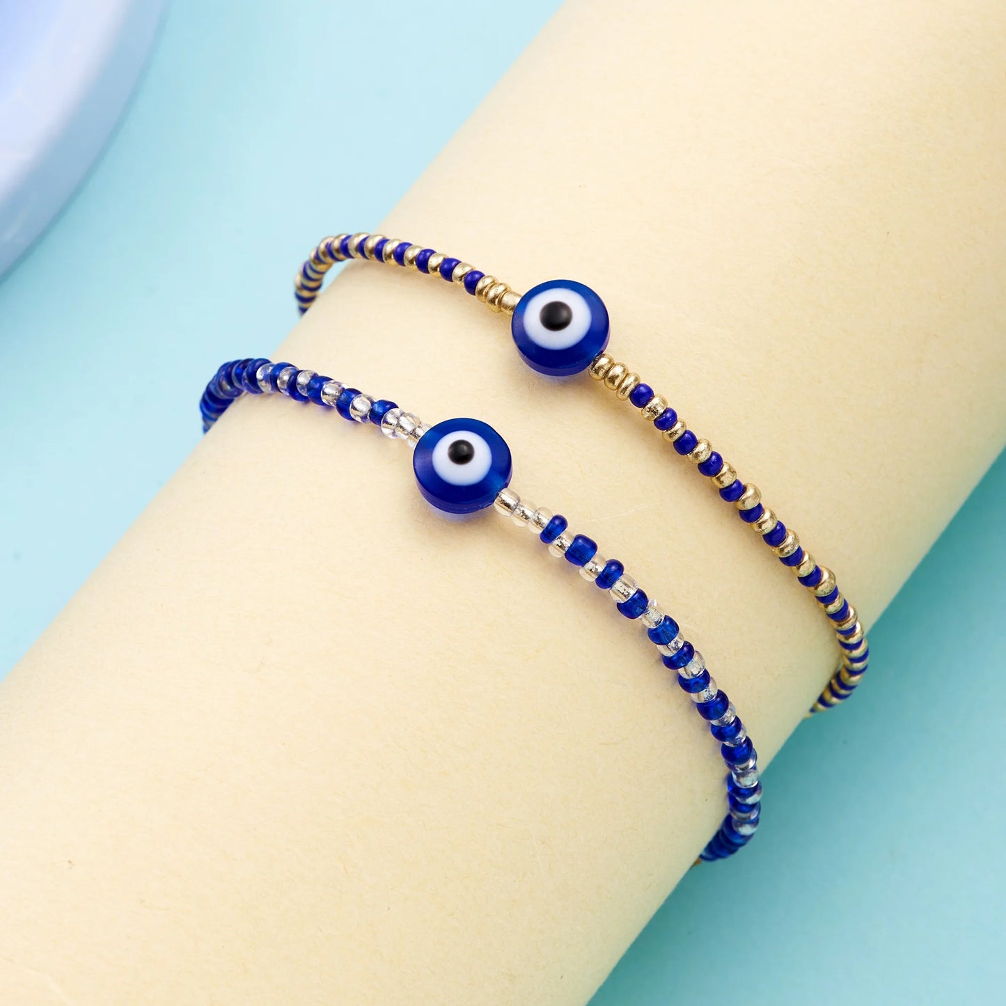 New Fashion Evil Eye Handmade Beaded Bracelet Turkish Lucky Blue Eye Trendy Bracelets Lucky Couple adjustable Wrist Jewelry Gift