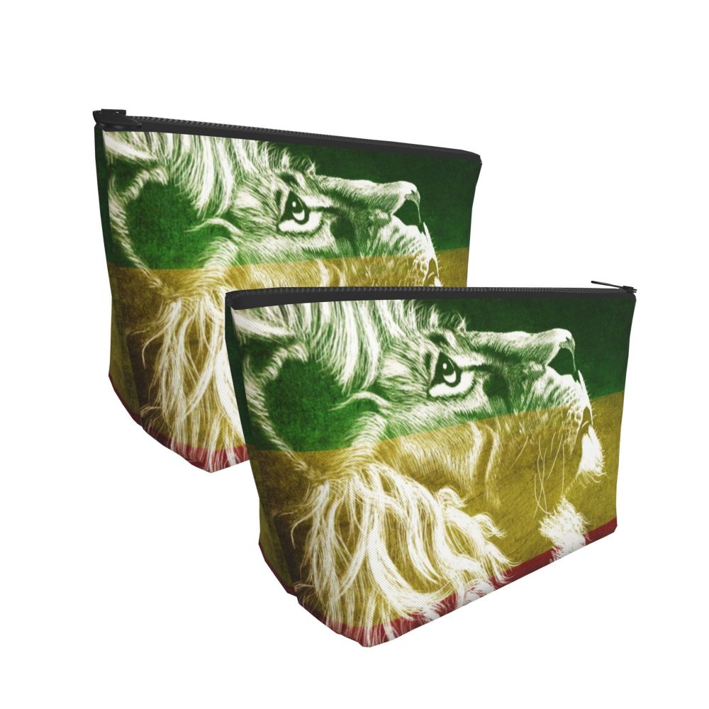 Rasta Reggae Lion Sunglass Makeup Bag Travel Cosmetic Organizer Jamaican Jamaica Pride Rastafarian Lover Storage Toiletry Bags