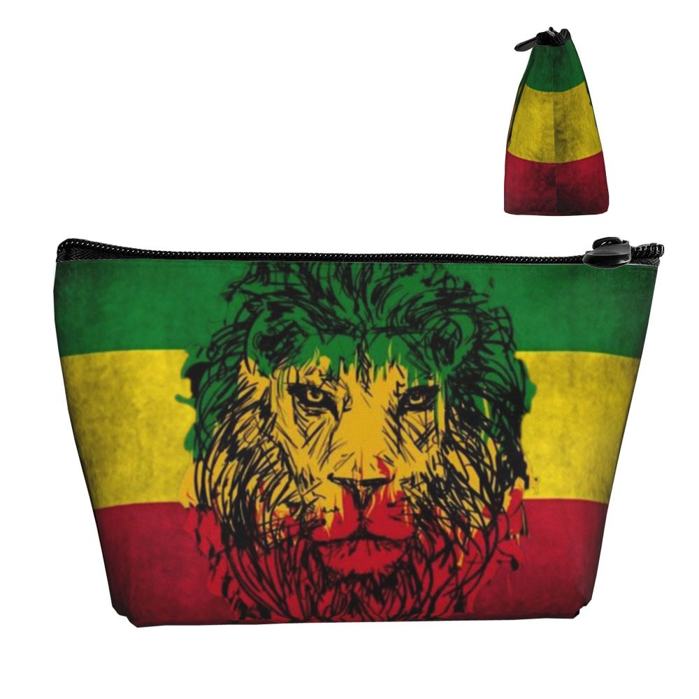 Rasta Reggae Lion Sunglass Makeup Bag Travel Cosmetic Organizer Jamaican Jamaica Pride Rastafarian Lover Storage Toiletry Bags