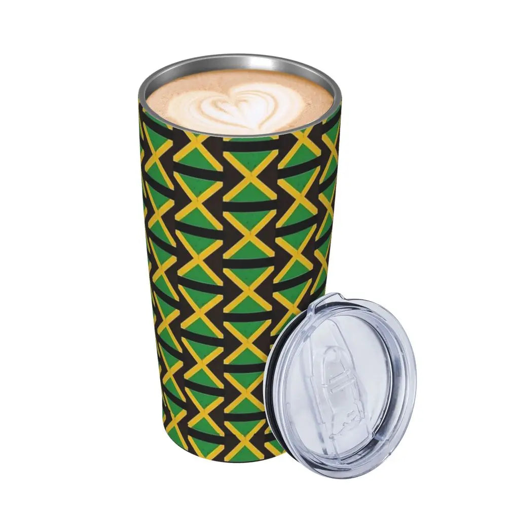 Stainless Steel Tumbler Abstract Jamaican Flag Car Mugs With Straws Beach Hot Drinks Water Bottle Insulated 20oz Coffee Mug