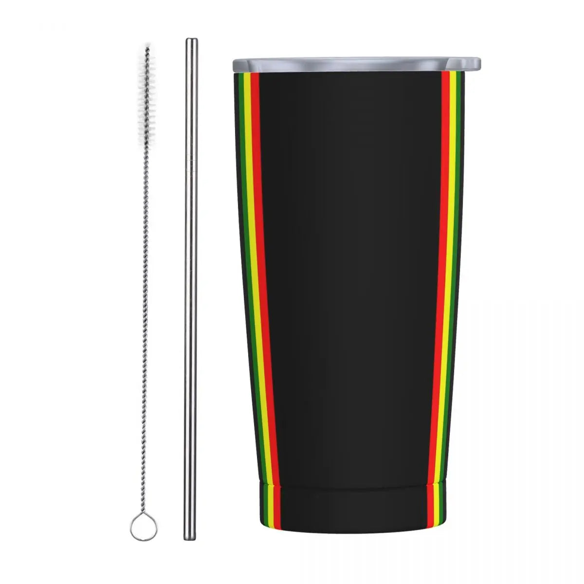 Rasta Stripe Color Tumbler Vacuum Insulated Reggae Jamaican Jamaica Proud Thermal Cup with Lid Straw Mug Water Bottle, 20oz