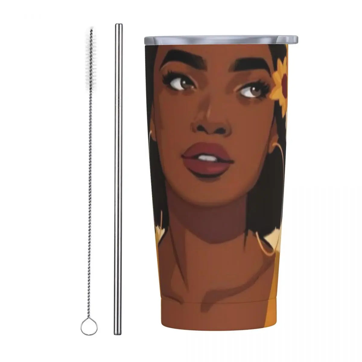 Ladies Print Tumbler Jamaican Woman Art Cold and Hot Water Bottle Keep Heat Stainless Steel Thermal Cups Custom Camping Mugs Cup