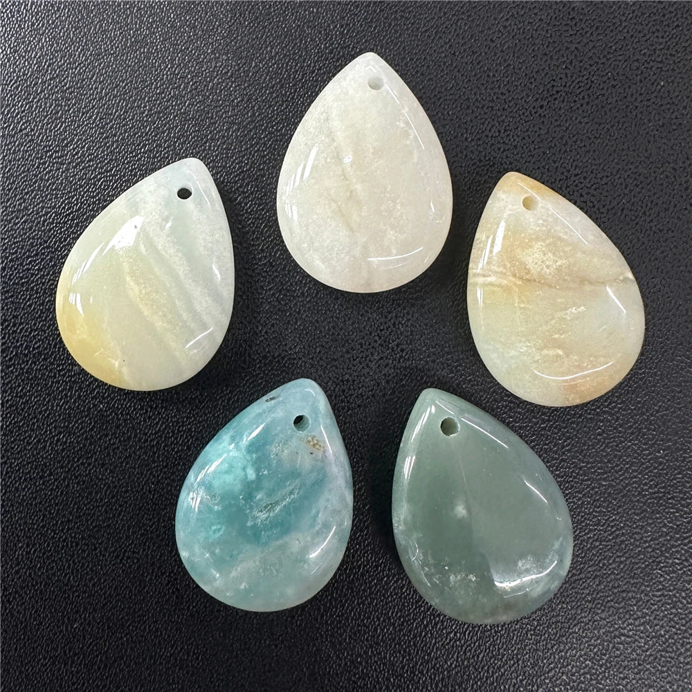 2PCS 18x25mm Natural Stone Faceted Pendant Water Drop Shape Amazonite Malachite Tiger Eye Beads Charms for Jewelry Making DIY