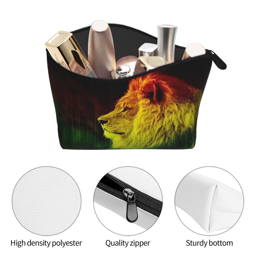 Rasta Reggae Lion Sunglass Makeup Bag Travel Cosmetic Organizer Jamaican Jamaica Pride Rastafarian Lover Storage Toiletry Bags