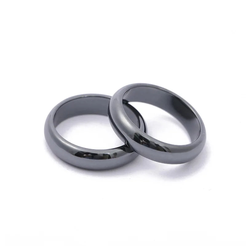 Natural Stone Hematite Ring 4T6T10T Flat Arc Black Gallstone Couple Non-magnetic Ring Health Care Radiation Protection Ring Gift