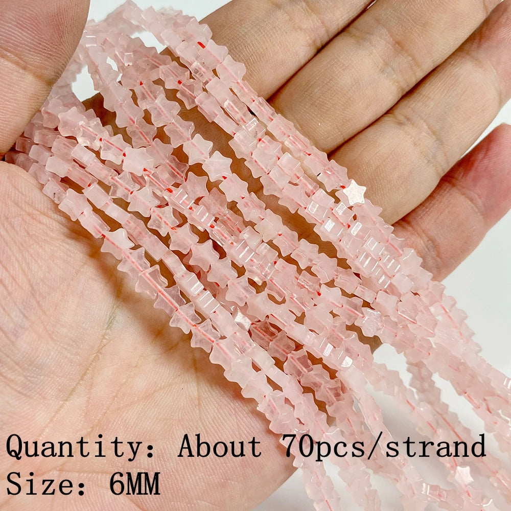 Natural Rose Pink Quartz Crystal Stone Beads Round Loose Spacer Beads Charm for Jewelry Making Diy Bracelet Accessories Diy