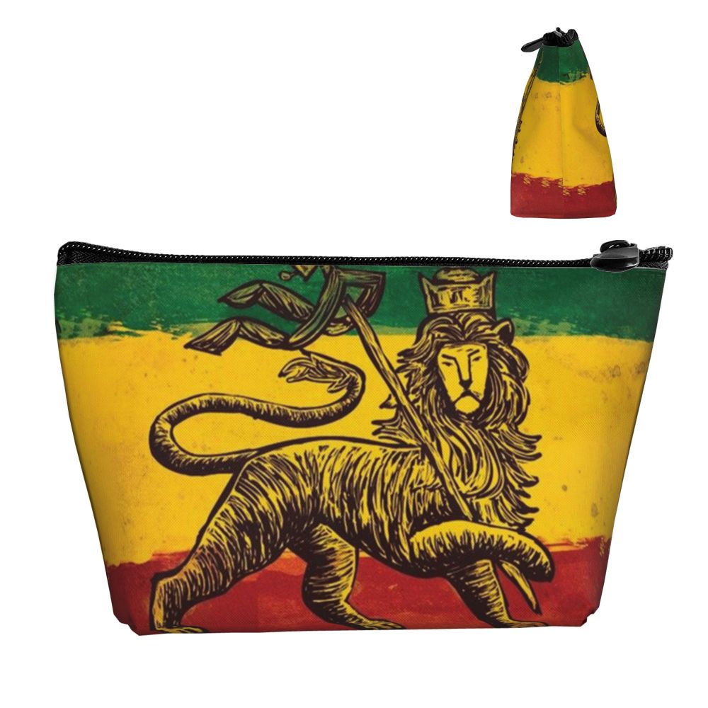 Rasta Reggae Lion Sunglass Makeup Bag Travel Cosmetic Organizer Jamaican Jamaica Pride Rastafarian Lover Storage Toiletry Bags