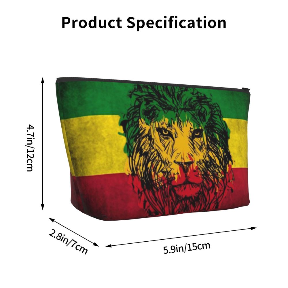 Rasta Reggae Lion Sunglass Makeup Bag Travel Cosmetic Organizer Jamaican Jamaica Pride Rastafarian Lover Storage Toiletry Bags