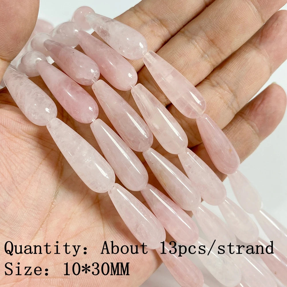 Natural Rose Pink Quartz Crystal Stone Beads Round Loose Spacer Beads Charm for Jewelry Making Diy Bracelet Accessories Diy