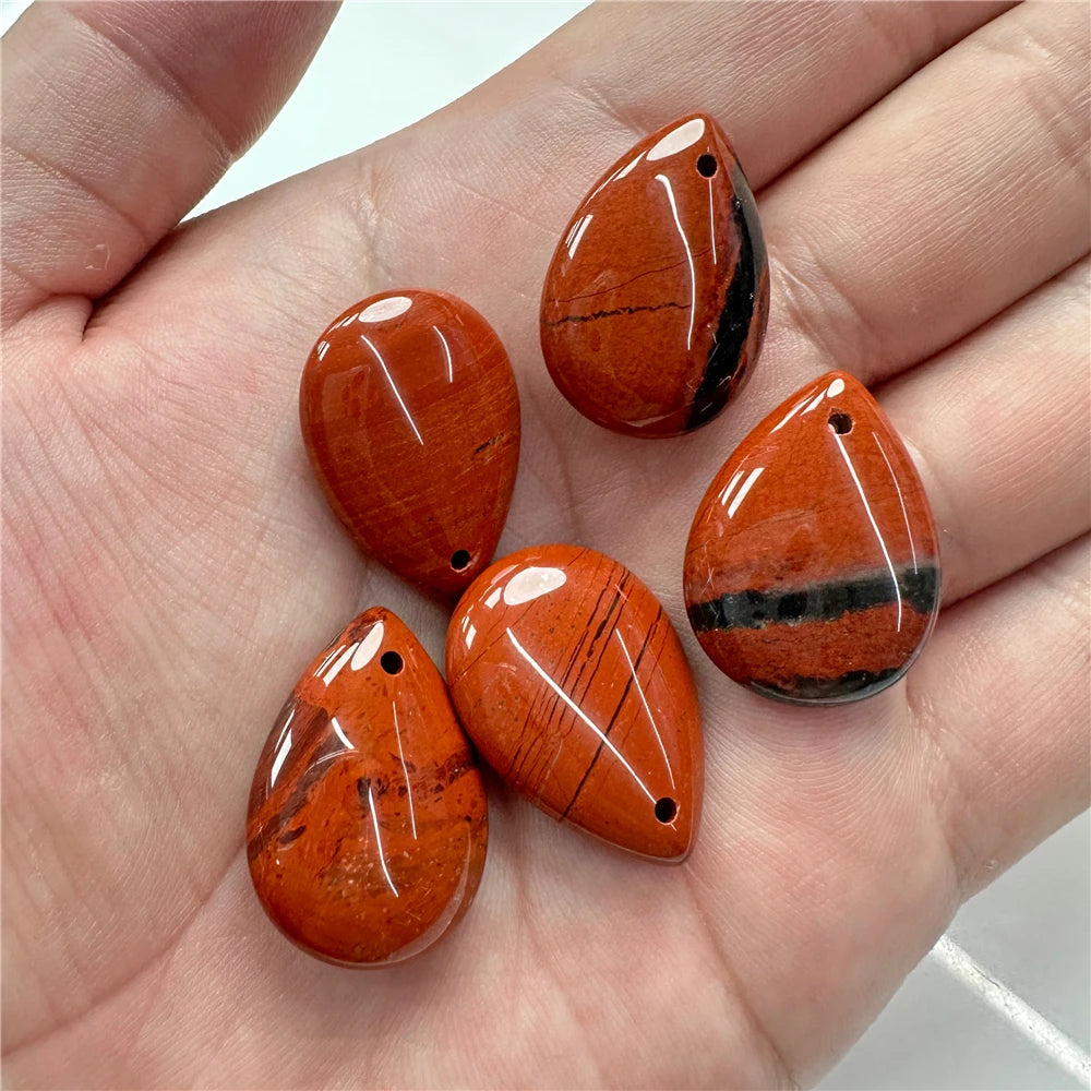 2PCS 18x25mm Natural Stone Faceted Pendant Water Drop Shape Amazonite Malachite Tiger Eye Beads Charms for Jewelry Making DIY