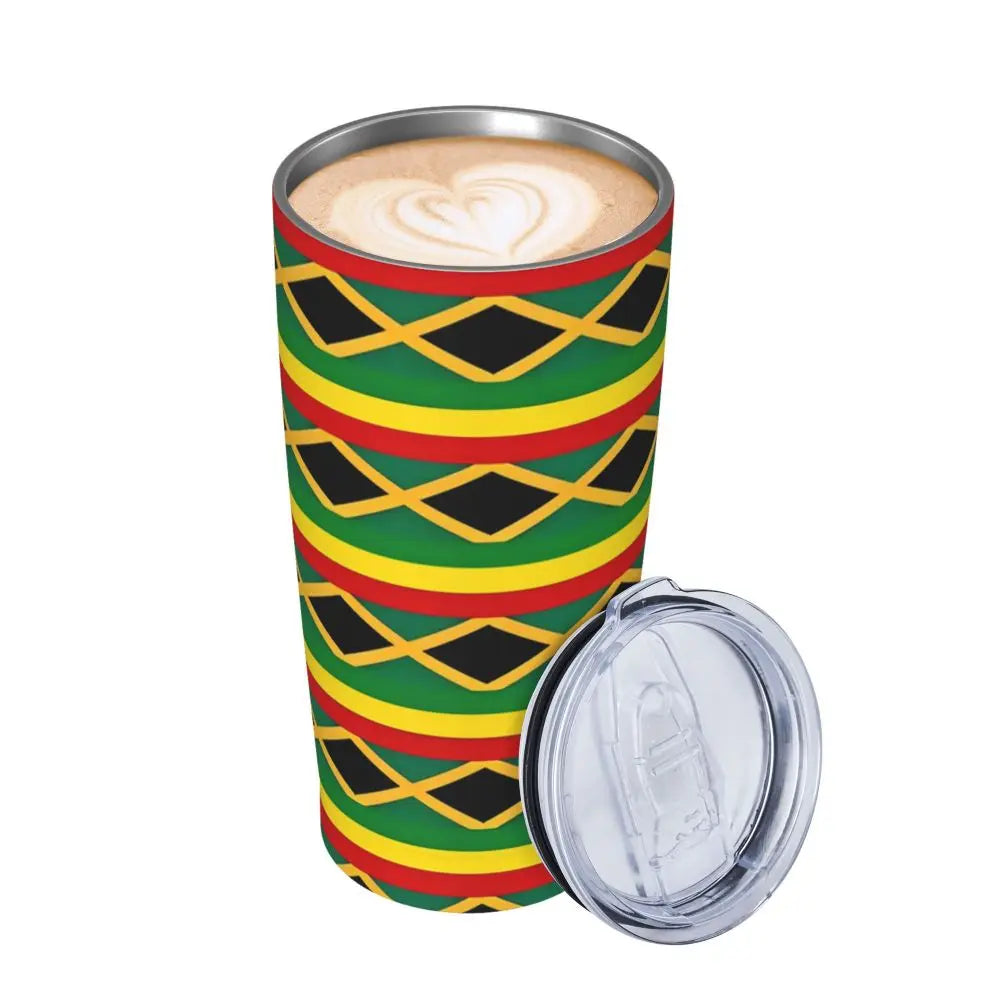 Stainless Steel Tumbler Abstract Jamaican Flag Car Mugs With Straws Beach Hot Drinks Water Bottle Insulated 20oz Coffee Mug