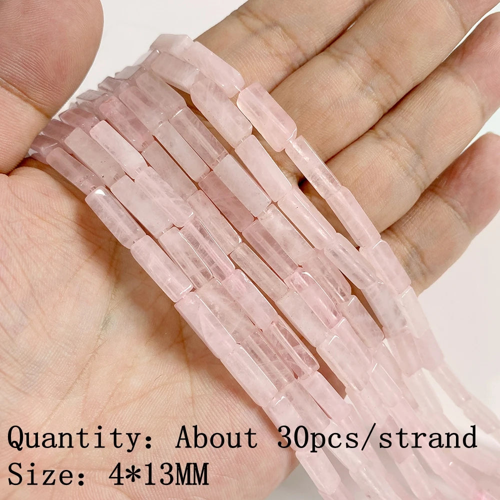 Natural Rose Pink Quartz Crystal Stone Beads Round Loose Spacer Beads Charm for Jewelry Making Diy Bracelet Accessories Diy