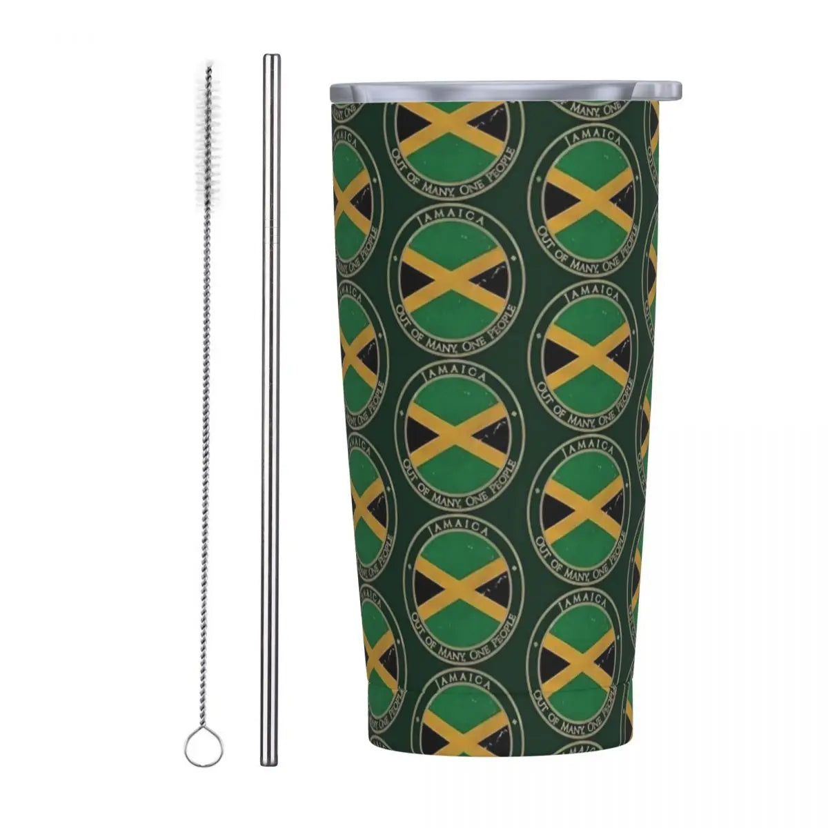 Stainless Steel Tumbler Abstract Jamaican Flag Car Mugs With Straws Beach Hot Drinks Water Bottle Insulated 20oz Coffee Mug