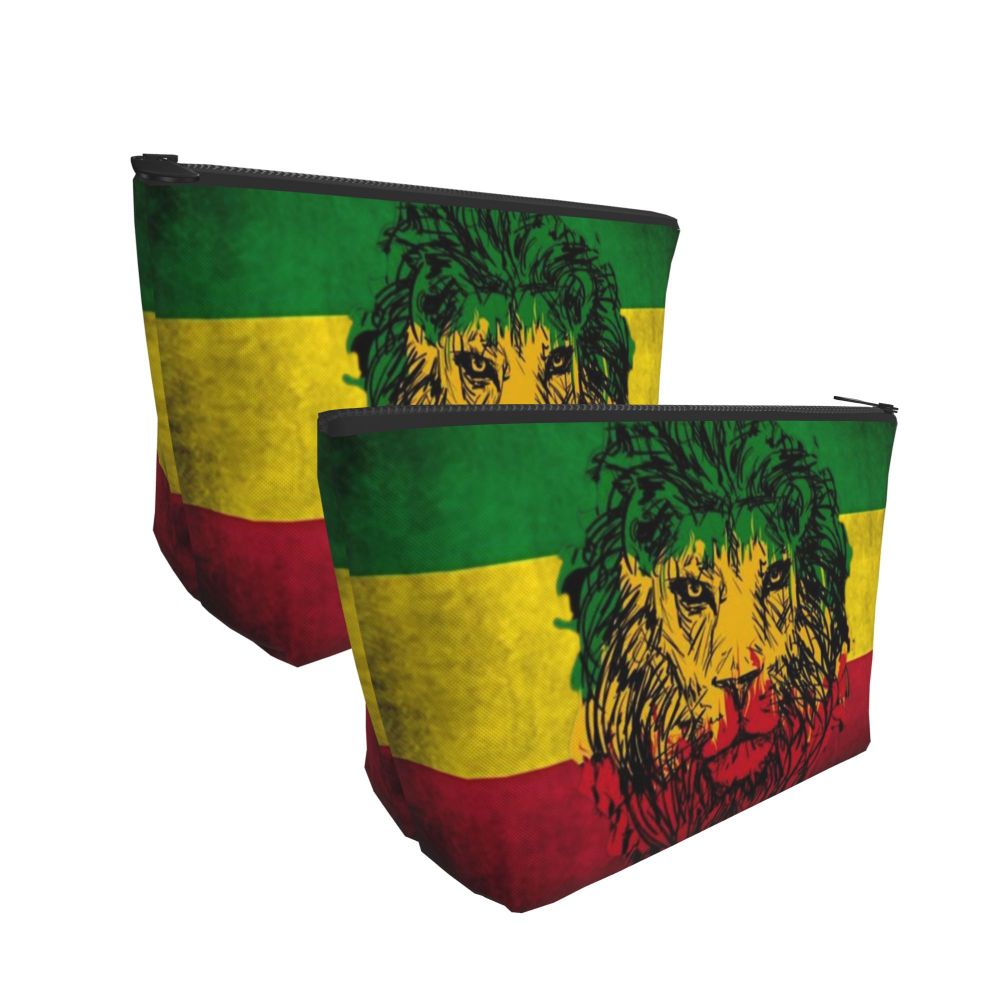 Rasta Reggae Lion Sunglass Makeup Bag Travel Cosmetic Organizer Jamaican Jamaica Pride Rastafarian Lover Storage Toiletry Bags