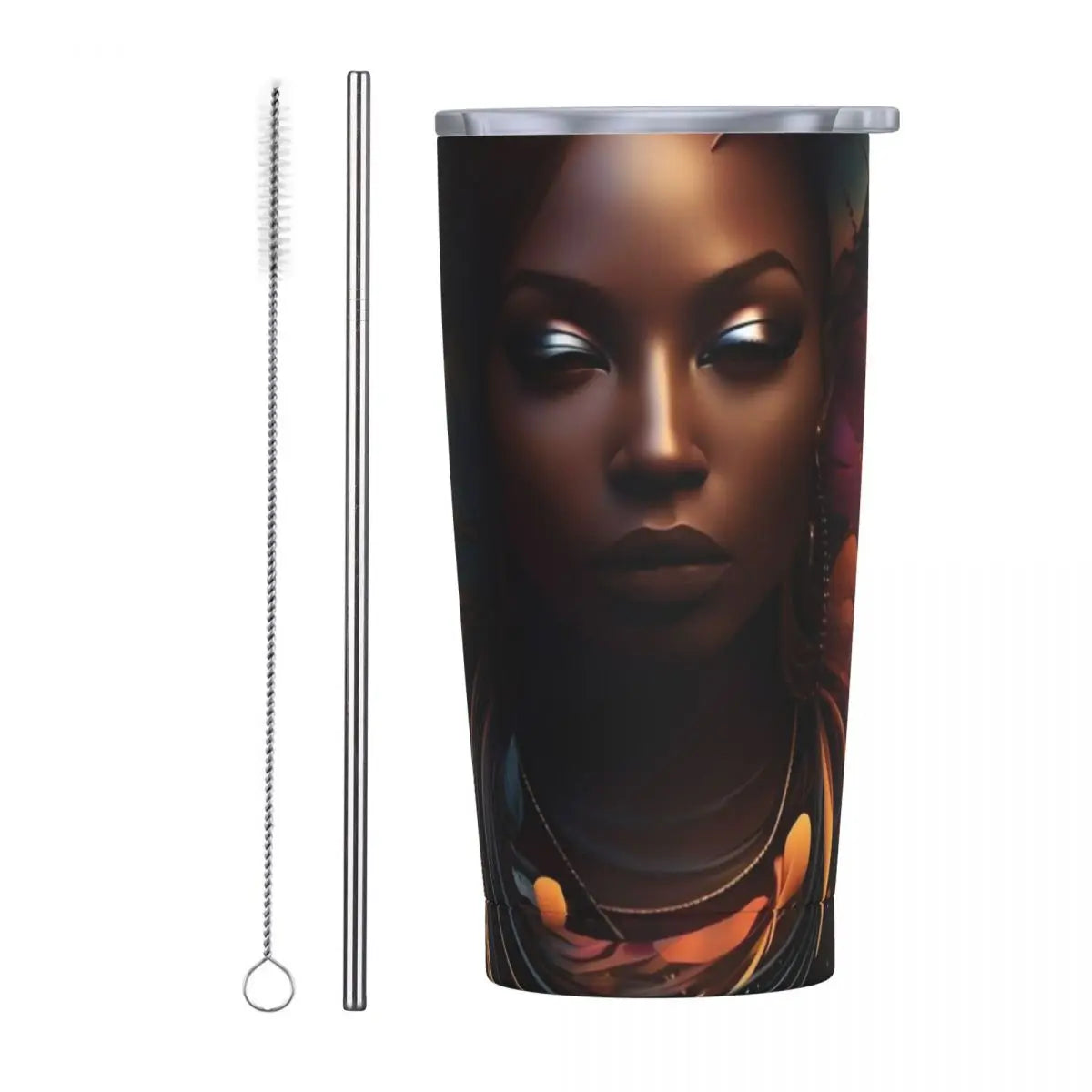 Ladies Print Tumbler Jamaican Woman Art Cold and Hot Water Bottle Keep Heat Stainless Steel Thermal Cups Custom Camping Mugs Cup